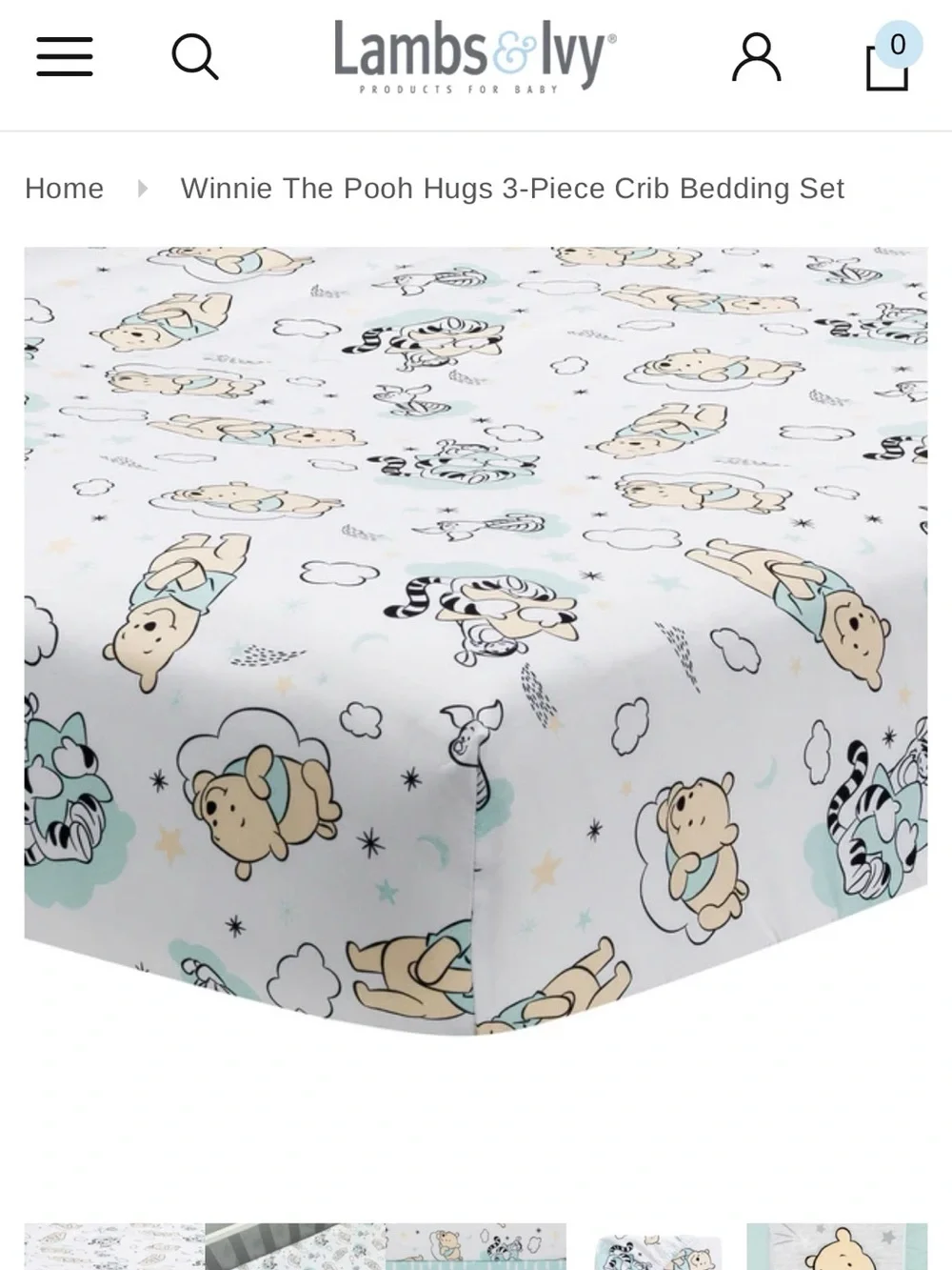 Winnie the Pooh Pastel Crib Bedding Set - Mint